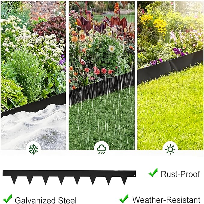 33FT Galvanized Steel Landscape Edging 10 Pack, 40" x 4.5" Metal Garden Edging with 11PCS Steel Stakes & Gloves, Metal Garden Border for Yard, Tree Rings, Pathway, Divider