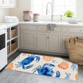 2x7 Nautical Runner Rug for Hallway, Washable Coastal Crab Rug Runner Non Slip, Seashell Ocean Home Decor Carpet for Kitchen, Bedroom, Entryway, Laundry Room, Ultra Thin Soft H185