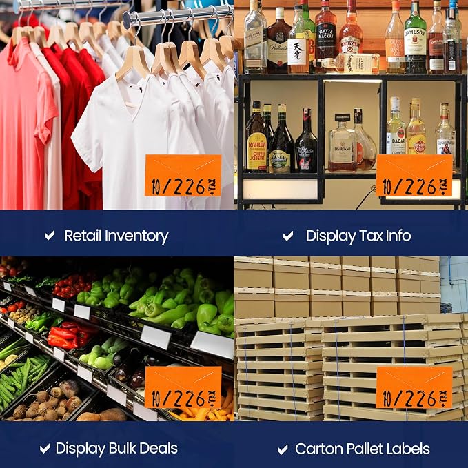 Perco Fluorescent Red Price Marking Labels - 110,000 Blank Labels for Garvey 22-6/22-7/22-8 Price Gun - 90 Rolls, 10 Sleeves - Made in USA