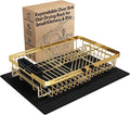 Gold Dish Drying Rack Over The Sink with Utensil Holder, Mat | Expandable Stainless Steel Dish Drainer for Small Kitchen, Apartment, RV, Counter Space Saving, Perfect Fit, Rustproof