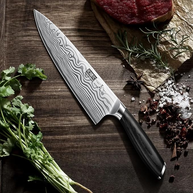 HOSHANHO 5 Pieces Knife Set, High Carbon Powder Steel Forged Chef Knife Set | Japanese Kitchen Knives Set with Ergonomic Pakkawood Handle, Ultra Sharp Kitchen Gadgets with Gift Box for Men and Women