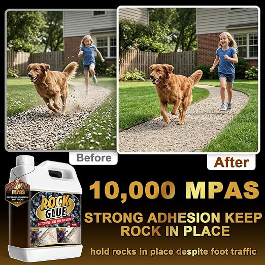 Rock Glue for Landscaping - 2 Gallon Strong Adhesion Mulch Glue, Ground Coverage & Pet Safe Gravel Stone Adhesive, Fast-Drying & Weather-Resistant Mulch Glue for Walkways, Yards, Patios, Wood