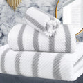 VOOVA & MOVAS 3PC Towel Set, 100% Cotton, Gray White Dark Tan | 1 Large Bath 30x56 In,1 Hand 18x28 In,1 Wash Cloth 13x13 In, Quick Dry, Soft, Thick, Dorm Room Essentials