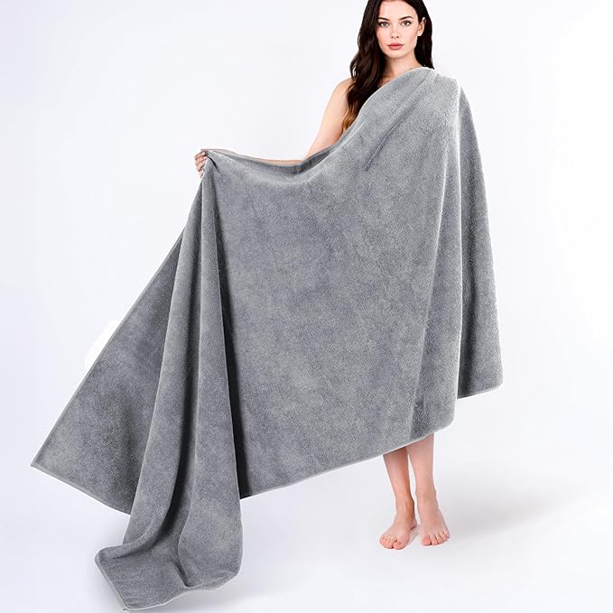 Cotton Paradise 100% Cotton Turkish Towel, Soft Absorbent Quick Dry, 40x80 Oversized Bath Sheet Towel, Light Grey