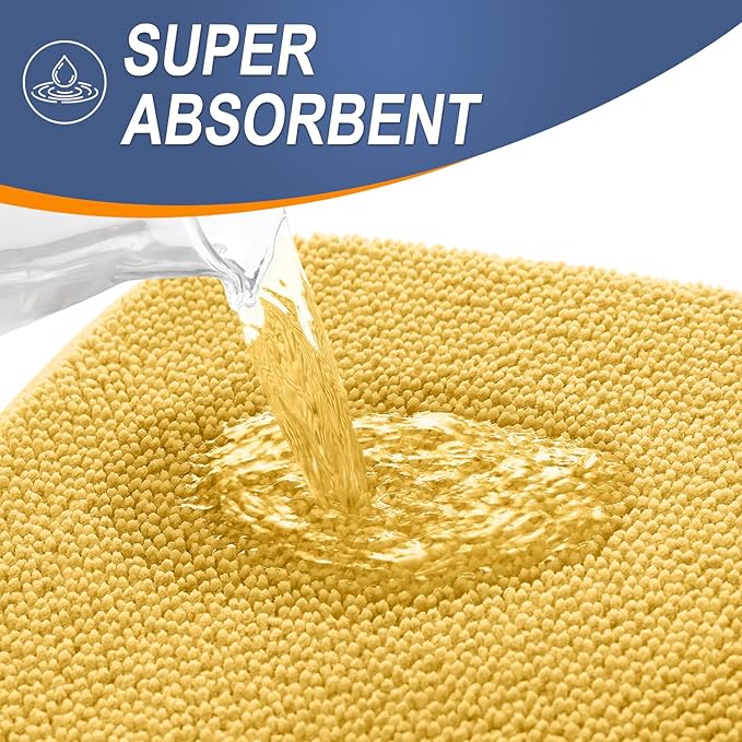 OLANLY Memory Foam Small Bathroom Rugs 24x16, Absorbent Bath Mat, Yellow | Soft Quick Dry Bath Mat Rugs, Non-Slip, Machine Washable Mat for Bathroom Floor, Tub and Shower, Home Decor Accessories