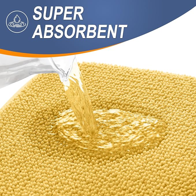 OLANLY Thick Memory Foam Bathroom Rugs 36x24, Absorbent Bath Mat, Yellow | Soft Quick Dry Bath Rugs Mats, Non-Slip, Machine Washable Carpet for Bathroom Floor, Tub and Shower, Home Decor Accessories
