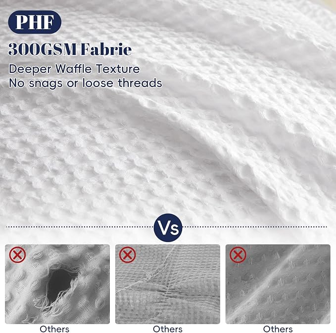 PHF Waffle Weave Duvet Cover Set California King, No Snagging Ultra Soft Luxury Textured Breathable Comforter Cover for All Season 3pcs, Durable Bedding Duvet Set with 2 Pillow Shams, 104"x98", White