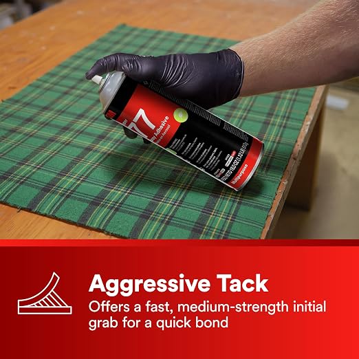 3M Super 77 Multipurpose Spray Adhesive, Low VOC, Bonds Paper, Corrugated Board, Fabric, Foam, Wood, Clear Glue, 24 floz (Net Wt 18.0 oz), 1 Can