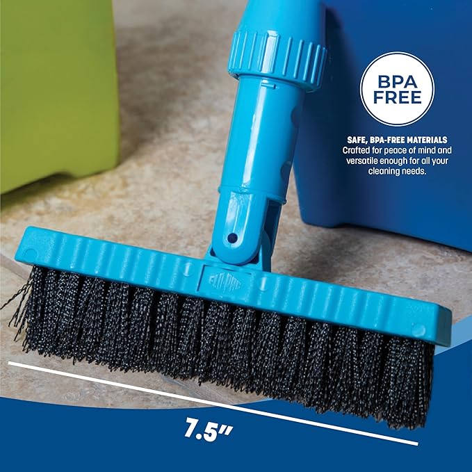 Carlisle Food Service Products Grout Line Brush with Swivel Head and Nylon Bristles for Cleaning Corners and Tile in Bathroom and Kitchen, 7.5", 12 Count, Black