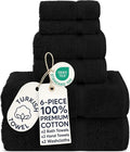 Chakir Turkish Linens 6 Piece Towels Set, 100% Cotton Luxury Turkish Towels for Bathroom, Soft Absorbent Bath Towel Set with 2 Bath Towels 2 Hand Towels 2 Washcloths, Black