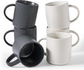 famiware Coffee Mug Set for 6, Star 16 oz Catering Mugs Cup Set with Handle for Coffee, Tea, Cocoa, Milk - Ceramic Stoneware Drinkware Set, Matte White + Matte Black