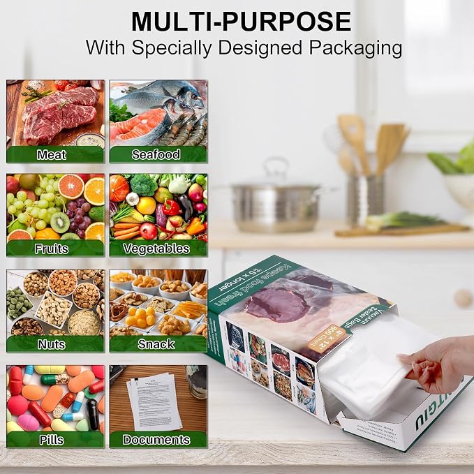 Vacuum Storage Bags, Vacuum Seal Bags for Food, 8x11 Inch Quart Bags 600pcs | Strong Vacuum Seal, BPA Free Quart Bag, Space Saving,Keep Food Fresh Longer,Meal Prep Bags Compatible with All Vacuum Sealers
