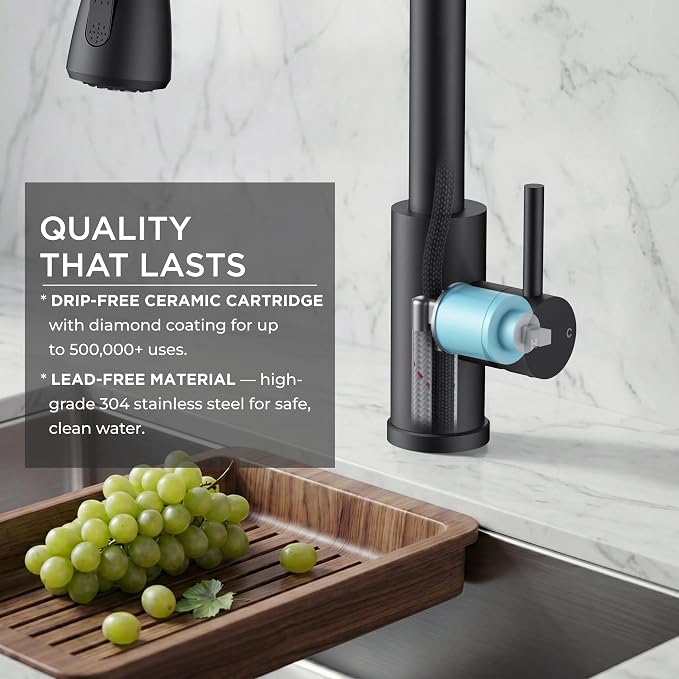 FORIOUS Black Touch Kitchen Faucet with Pull Down Sprayer, Touch Activated | High Arc Kitchen Sink Faucet with Deck Plate, Stainless Steel, Single Hole, Single Handle, Fit for RV Bar Farmhouse Laundry