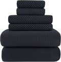 YTYC 29x59 Bath Towels Set,Towels for Bathroom,Black,6-Pieces | 2 Large Bath towels,2 Hand towels (14x29"),2 Washcloth (13x13"),Super Soft,Highly absorbent,Hanging Loop,80%Polyester
