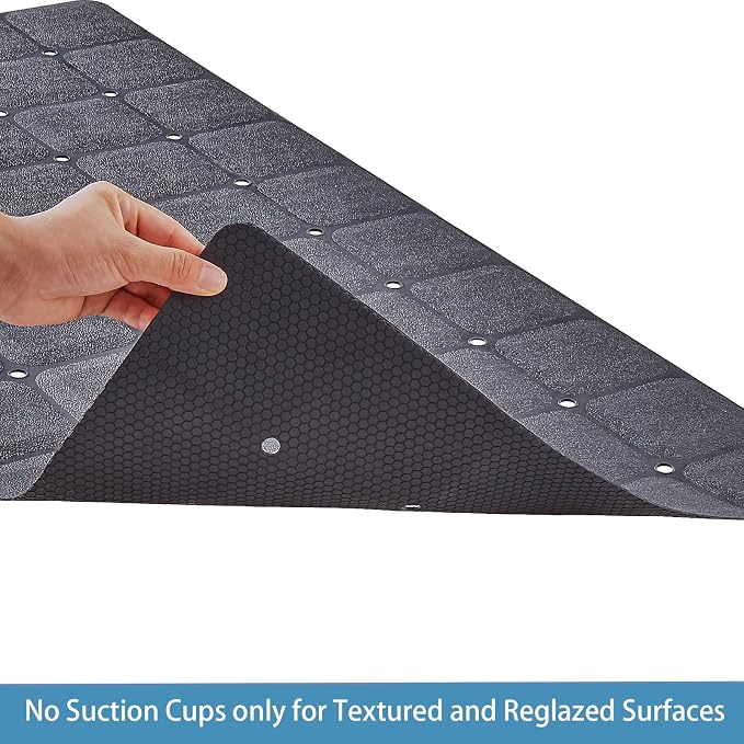 Webos Foldable Silicone Bathtub Mat: Jumbo Size Heavy Duty Safety Bath Mat for Tub Without Suction Cups Non Slip Bath & Shower Mat for Textured, Reglazed, Refinished Tub (Black, 35.8 x 17.7)