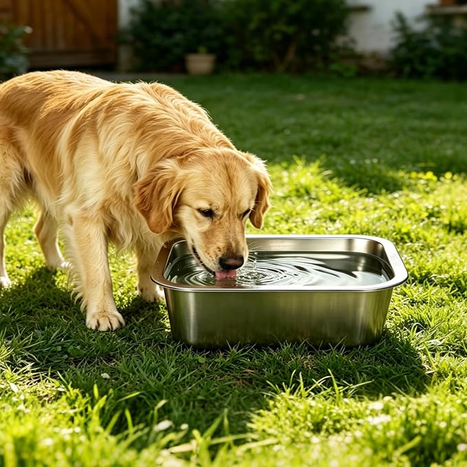 1.25 Gallons Stainless Steel Large Dog Water Bowl, Outdoor Dog Water Bowl, High Capacity Metal Dog Food Bowls, for Dog & Cat, Big, X- Large Pet