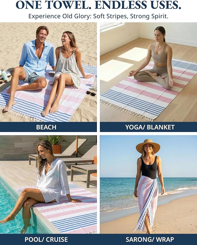 LANE LINEN Extra Large Beach Towel, 2 Pack Beach Towels Oversized, Pre-Washed, Quick Dry Pool Towels, Stylish Light Beach Towel for Women, Absorbent Sand Free Towel, 39"x71" - Old Glory Pink | 2 Pack Beach Towels Oversized - Pre-Washed, Quick Dry Pool ...