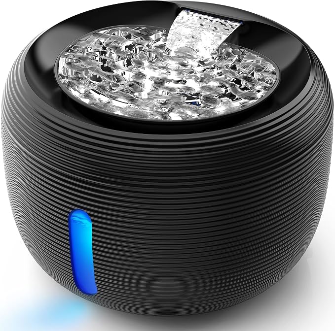 Kastty 3.5L/118oz Large Capacity Cat Water Fountain for Cats Indoor FS77 | Ultra Quiet Pet Water Fountains Water Level LED Light Multi-Filtration BPA-Free, Automatic Cat Fountain Easy Cleaning (Black)