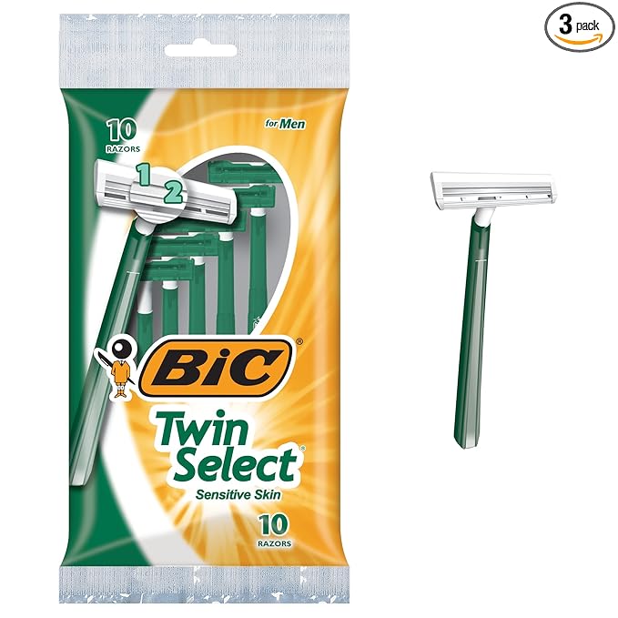 BIC Men's Twin Select Disposable Razor, Sensitive Skin, 10 count (Pack of 3)