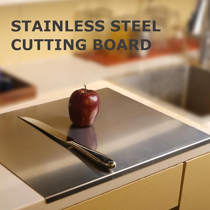 Stainless Steel Cutting Boards for Kitchen, Kneading Cutting Board Mats, Metal Cutting Board for Meat, Fruits, Vegetables, Bread, and Baking Small Cutting Boards (40 x 30cm/15.7 x 11.8 in)
