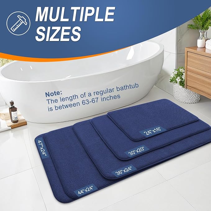 OLANLY Thick Memory Foam Small Bathroom Rugs Mats 24x16, Twilight Sapphire | Soft Quick Dry Bath Mats, Non-Slip, Absorbent Machine Washable Mat for Bathroom Floor, Tub and Shower, Home Decor Accessories
