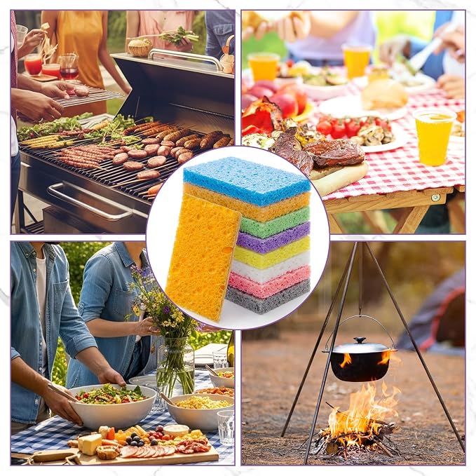 Zhengmy 504 Pieces Sponges Bulk Sponges Kitchen Compressed Sponge Natural Dish Sponge Compressed Wood Pulp Cleaning Without Scratching for Kitchen Bathroom, 3.9 x 2.4 x 0.12 Inch (Multicolor)