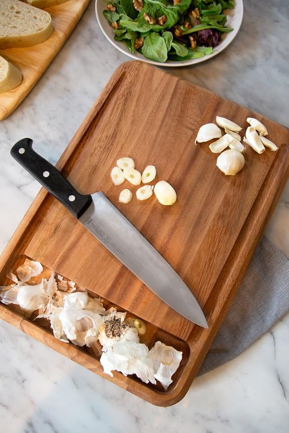 Ironwood Gourmet Acacia Wood Cutting Board With Juice Channel, Big Catch Board, 10" x 15" | Prep Board With Deep Juice Well | Large Cutting Board For Meal Prep | Beautiful Acacia Wood | Easily Cut Meat & Vegetables