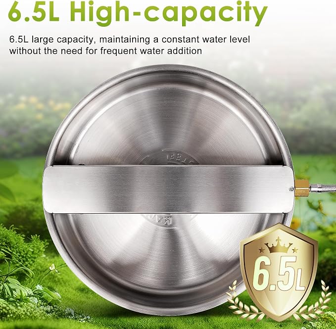 Automatic Dog Water Bowl Dispenser Outdoor Pet Water Fountain | Heavy-Duty Stainless Steel, Auto Refill Design with Float Valve, 6.5L Auto Waterer for Large Dogs, Cats and Chicken