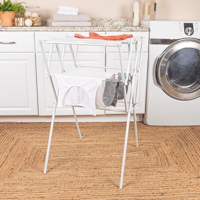 Household Essentials Clothes Drying Rack, Foldable, Expandable and Collapsible Laundry Drying Rack, White