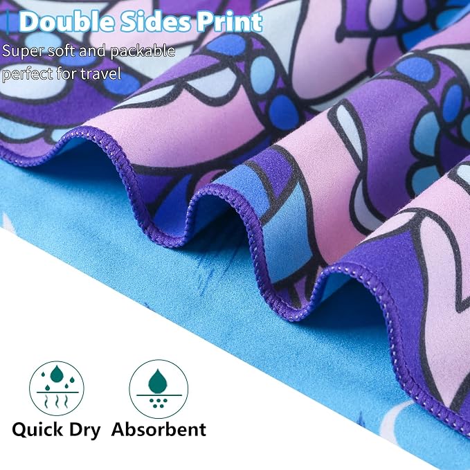 TwoYek Microfiber Beach Towel Extra Large 71x32 Mandala Leaves 2 Pack | Thin & Lightweight, Sand Free, Super Absorbent & Quick Dry, Oversized Towels for Beach Bath Pool Swim Travel Essentials Gift