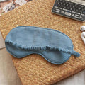 100% Pure Linen Sleep Mask Blackout Eye Mask for Sleeping, Eye Cover with Adjustable Strap - Organic Cotton Core Linen Eyes Mask Breathable for Travel - Gift for Women Men (Gray Blue)