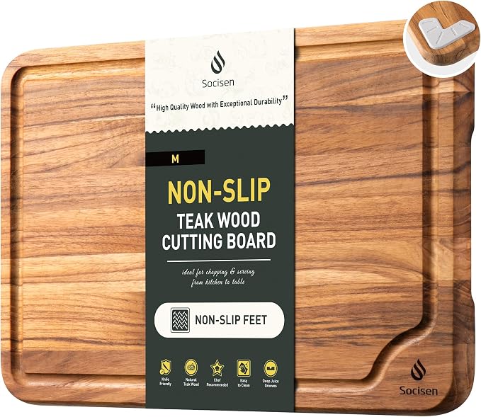 Teak Cutting Boards for Kitchen 13'' Teak Wood Wooden Charcuterie Board | Charcuterie Board, Serving, Heavy Duty, Sink Board, Non Slip, Wooden Chopping Board, Small Wooden Chopping Board