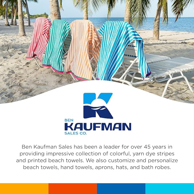 Kaufman - Colorful Racing Striped Beach & Pool Towel - Extra Large Beach Towel - Soft & Absorbent 100% Cotton Towels - Assorted Colors - 30" x 60" - 480 Pack
