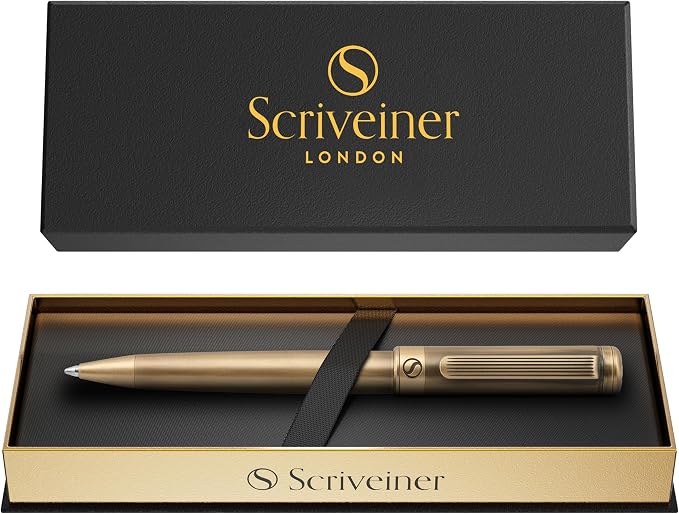 Scriveiner Bronze Ballpoint Pen - Stunning Luxury Pen, Schmidt Black Refill, Best Ball Pen Gift Set for Men & Women, Professional Executive Office, Nice Fancy Designer Pens