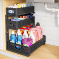 Under Sink Organizer, 1-Pack 3-Tier Thickened Metal Pull out Cabinet Organizer Shelf, Height Adjustable Slide out Storage Drawer Rack for Kitchen Bathroom Pantry Laundry Home Office Organization