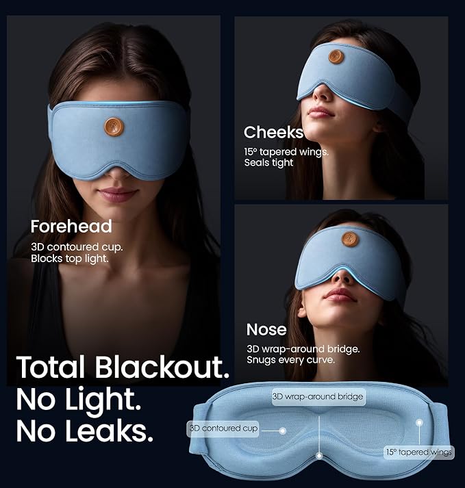 Aromatherapy 3D Sleep Mask Bamboo Cotton with Essential Oils, Lavender Eye Mask Blackout, Magnetic Wood Diffuser, Sleep Mask for Women Men Side Sleepers Travel, Natural Sleep, Relaxation, Meditation