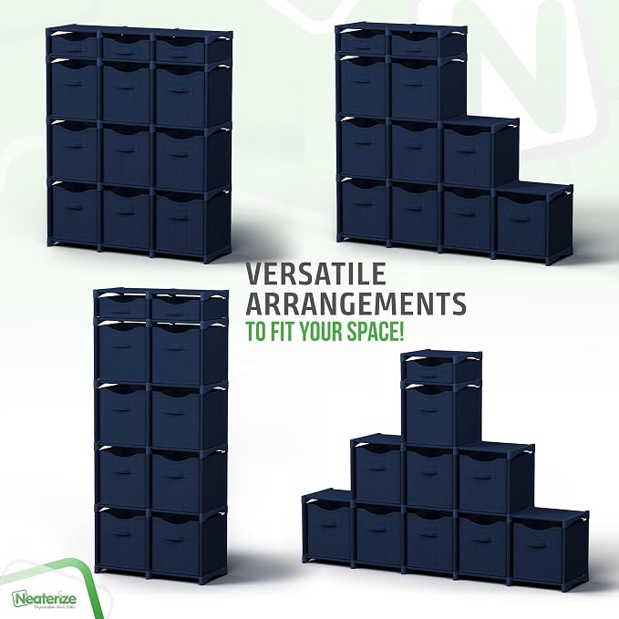 Cube Storage Organizer with 12 Storage Bins Included – Storage Cubes for Home Organization, Toy Storage, Office Storage, Living Room Storage, and General Storage Solution (Navy)