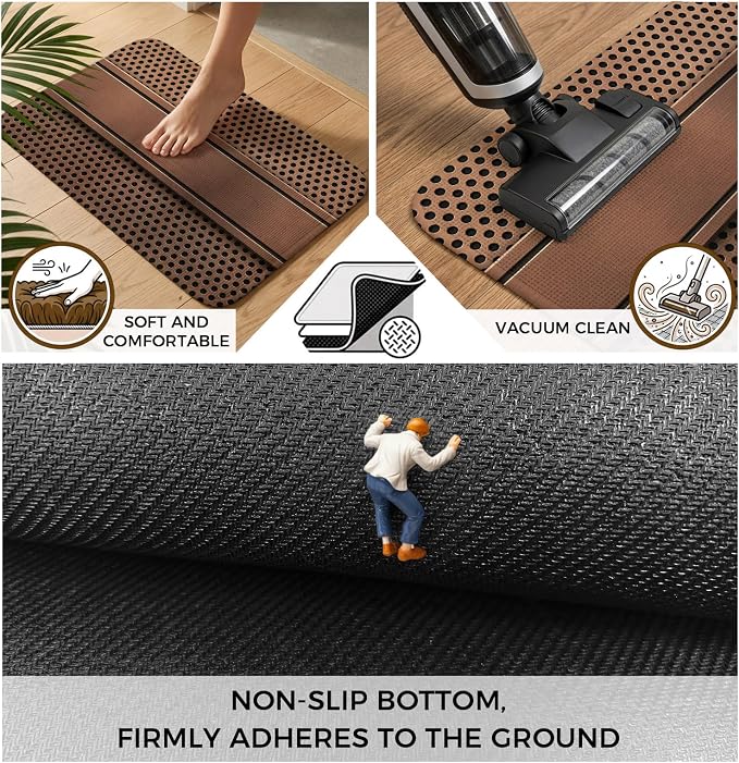 Brown Metal Hole Bathroom Rugs Non Slip Washable Bath Mat Absorbent Low Pile Front Door Mat Copper Net Eye Hole Pattern Indoor Doormat for Kitchen Entryway Shower Decor Accessories 15.7"x23.6"