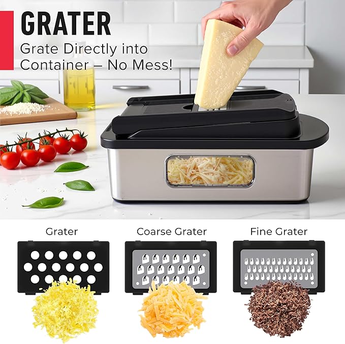 MUELLER HOME Pro-Series 10-in-1, 8 Blade Stainless Steel Multi Vegetable Chopper And Mandoline Slicer, Kitchen Tools and Gadgets, Food and Veggie Chopper, Mincer, Dicer, French Fry Cutter, Black