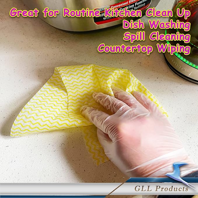 GLL Cleaning Cloths Roll Wipe Sheets, ONe-Hand Tear Dish Wash Cloths, Disposable Cleaning Wash-Cloth Towel for Kitchen Bathroom Furniture and Car (Case of 48 Rolls, 2400-Sheets Total)…
