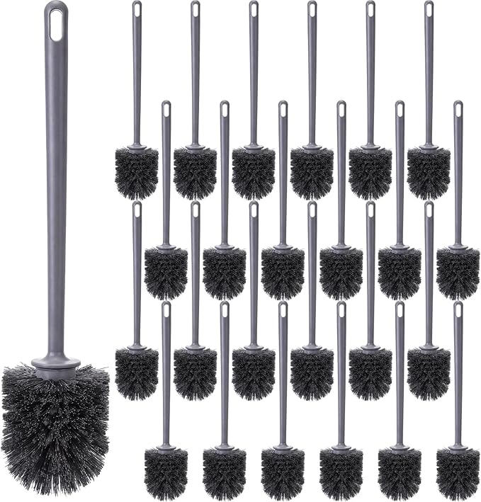 Reallnaive 24 Pack Toilet Brush Bulk, Commercial Heavy Duty Professional Toilet Bowl Cleaning Brush for Bathroom, Restroom Maintenance Cleaning Supplies (Grey)