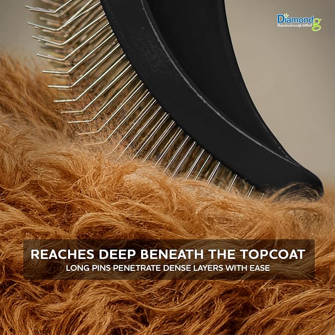 Diamondg Pet Slicker Brush for Dogs & Cats – Professional Grooming Brush for Shedding, Detangling & Coat Maintenance, Gentle Fine Wire Pins, Ergonomic Handle, Black