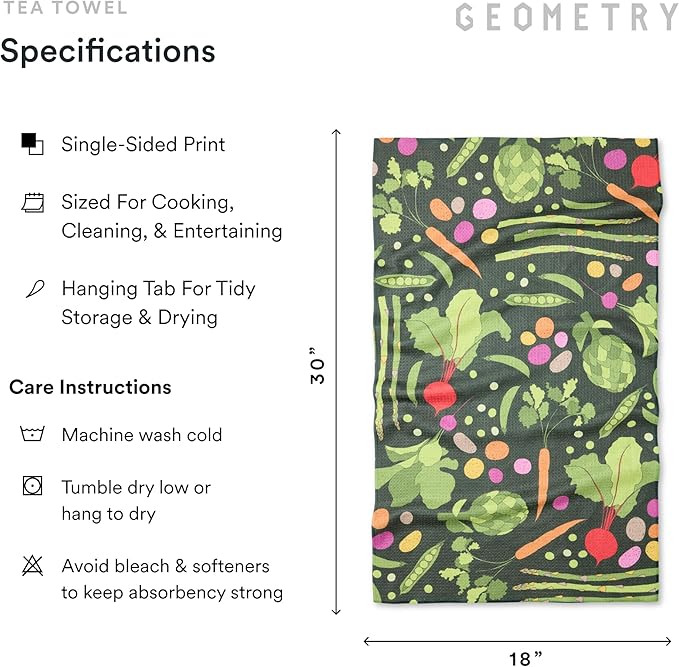 GEOMETRY Kitchen Tea Towels - Quick Dry Microfiber Dish Towels for Kitchen Spring Sprout, 18" x 30" 1 Pack