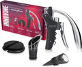 Innovine Level Corkscrew 4-Piece Wine Tool Set – Vertical Lever Corkscrew, 6-Blade Foil Cutter, Drip Stop Pour Spout & Silicone Bottle Stopper – Complete Wine Accessories for Home Bar & Gifting