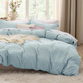 Bedsure Baby Blue Duvet Cover King Size - 3 Pieces Prewashed Cotton-Like Polyester Extra Soft Bedding Set, Includes 1 Duvet Cover 104x90 Inches with Zipper Closure & 2 Pillow Shams, No Comforter