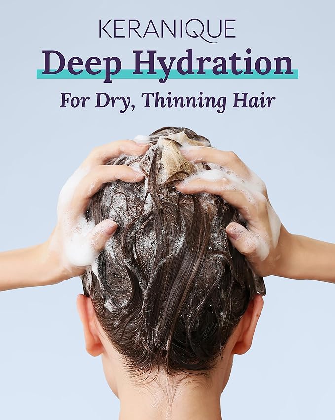 Keranique Deep Hydration Shampoo and Conditioner Set for Dry, Thinning Hair – Keratin, Biotin & Niacinamide – Moisturizing, Strengthening & Volumizing – Sulfate and Paraben Free Keratin Amino Complex™