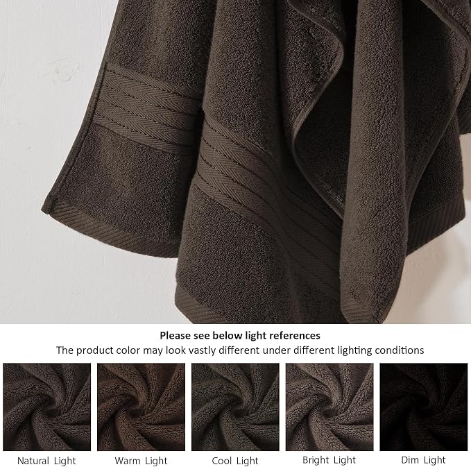 COZYART Luxury Bath Towel Set 6 Pcs, Brown 100% Turkish Cotton 650 GSM | OEKO-Tex 100 Certified Zero Twist Ring Spun, Soft Absorbent Quick Dry, Plush Fluffy, Breathable Hotel Quality for Daily Use