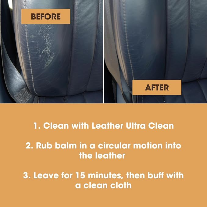 Furniture Clinic Leather Easy Restoration Kit | with Leather Recoloring Balm, Cleaner, Sponge, and Cloth | Leather Repair Kit for Scratched and Faded Furniture (Tan)