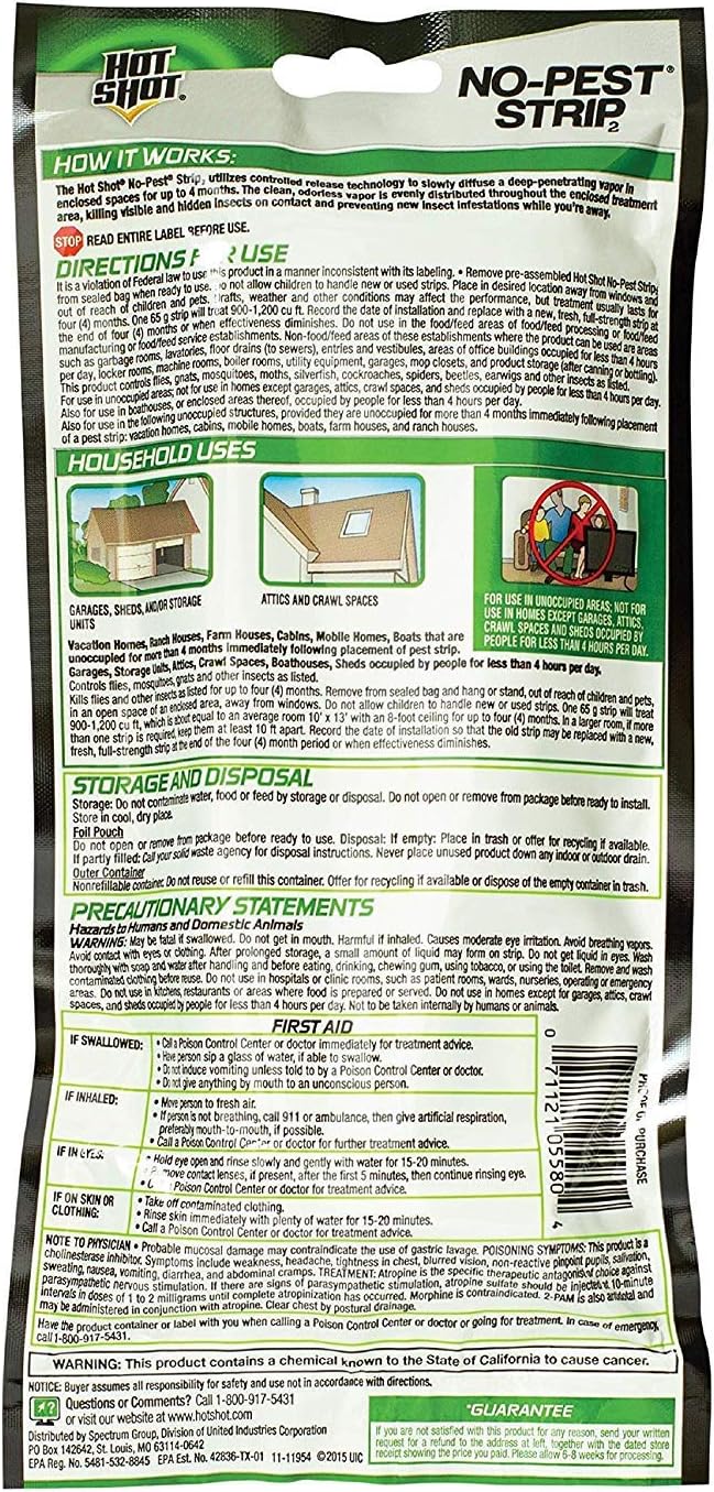 Hot Shot No-Pest Strip 2 2.29 Ounce (Pack of 5)