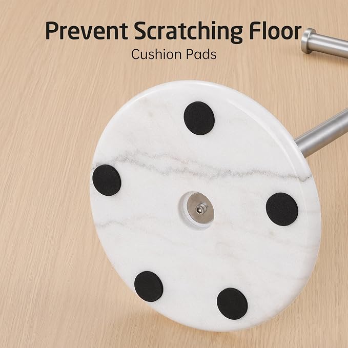KES Toilet Paper Holder Stand, Freestanding Toilet Paper Roll Holder with Modern Natural Marble Base, White Freestanding Toilet Tissue Holder SUS304 Stainless Steel Brushed Finish BPH284S1-2